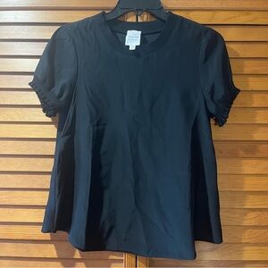 Cinq A Sept Lenny Short - sleeve Silk Top Black . Size XXS
